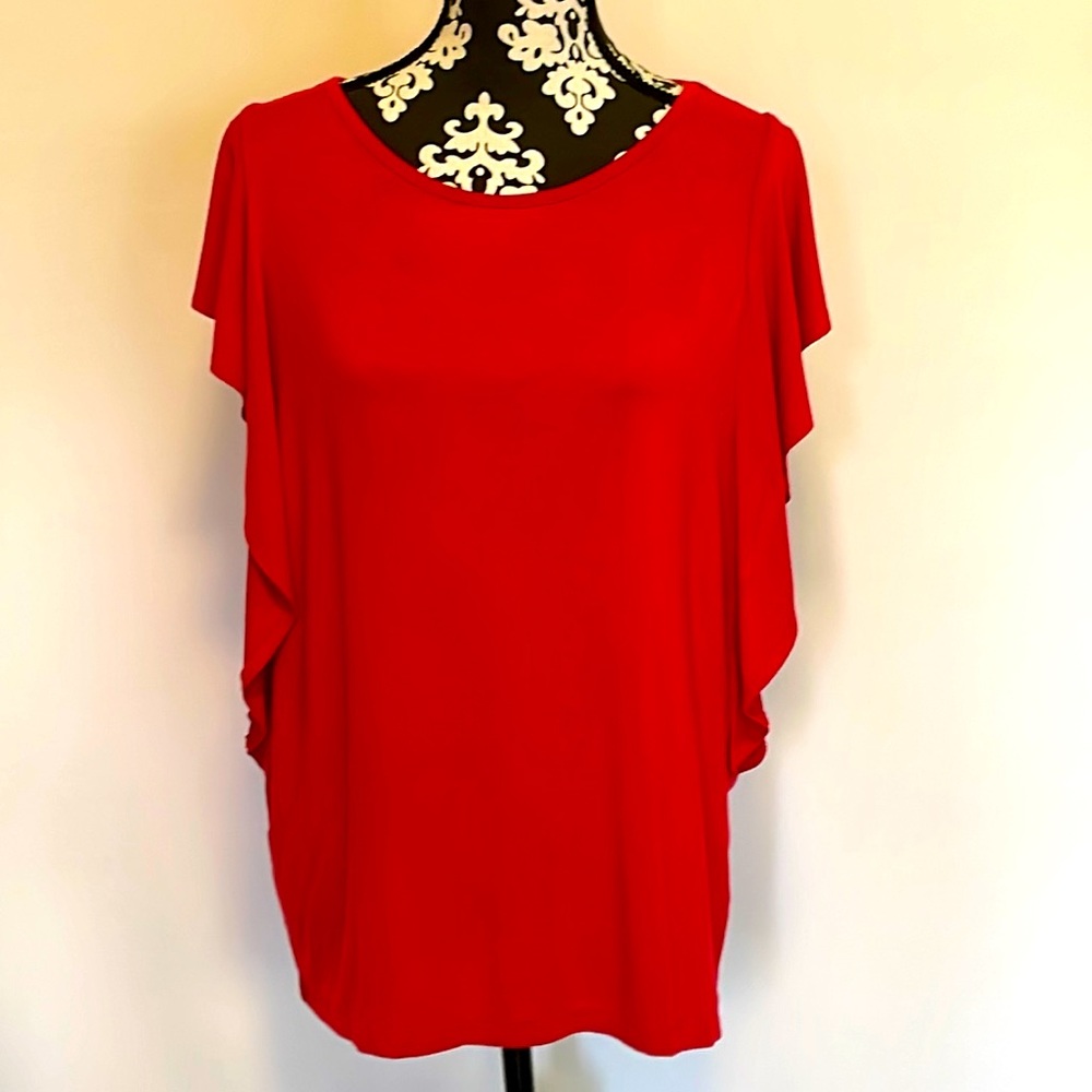IMAN Cap sleeved airy ruffled blouse